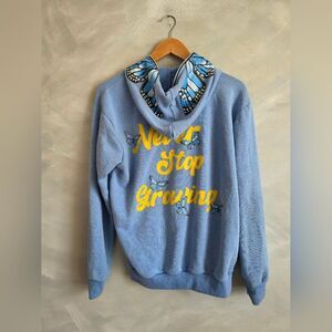 Elevate Daily Blue Yellow Butterfly Motif Full Zip Hoodie Sz S